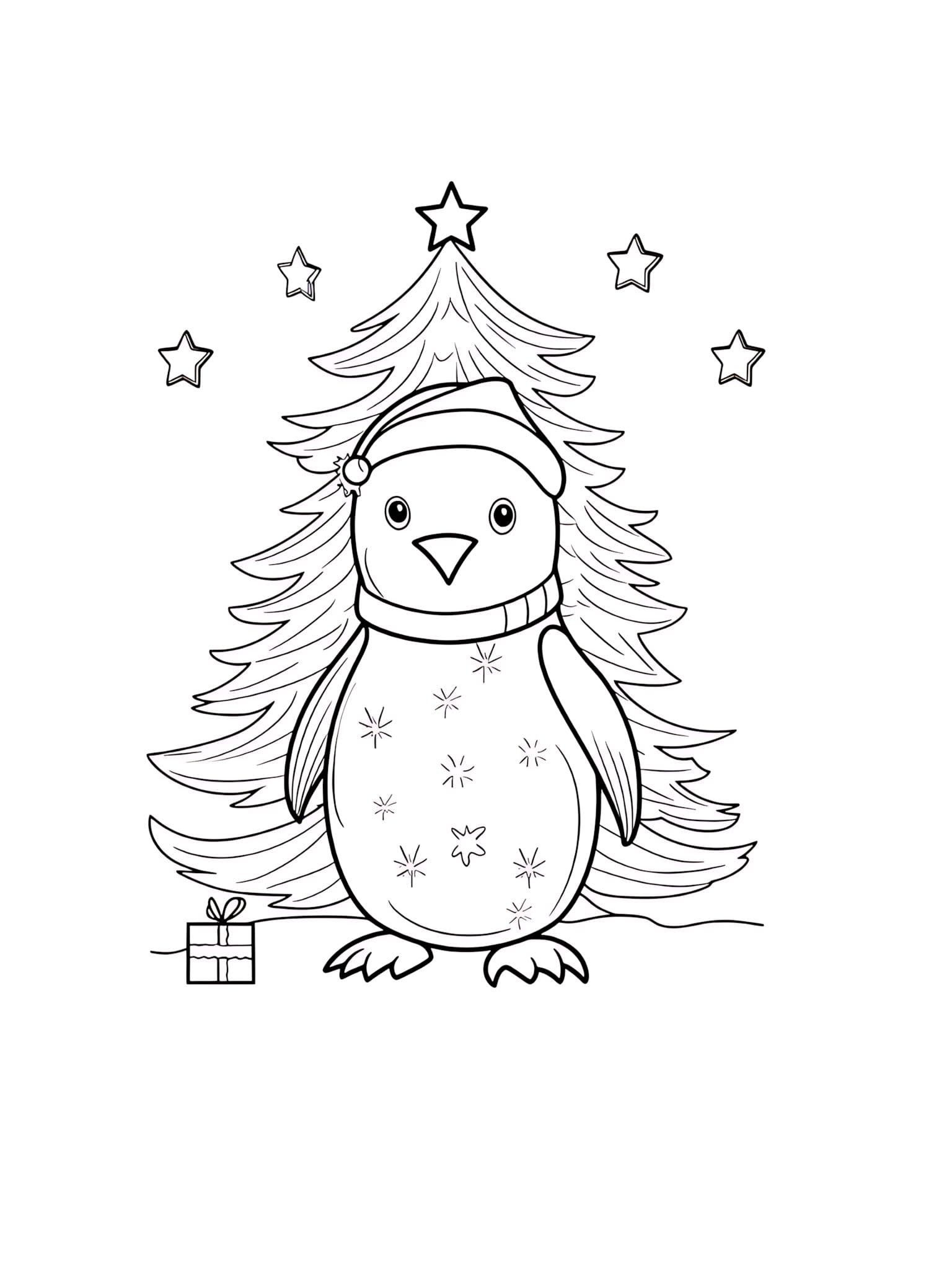 Ausmalbilder Pinguin Weihnachten