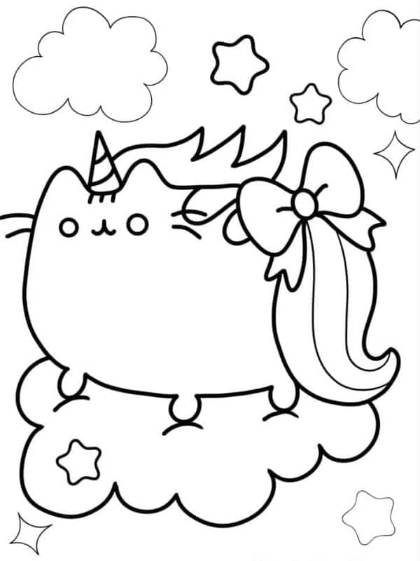 Ausmalbilder Pusheen Einhorn I Den Wolken