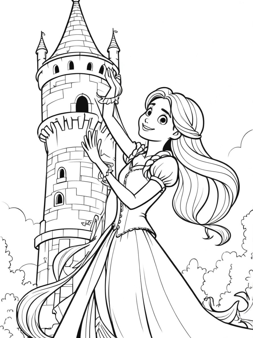 Ausmalbilder Rapunzel Und Das Schloss