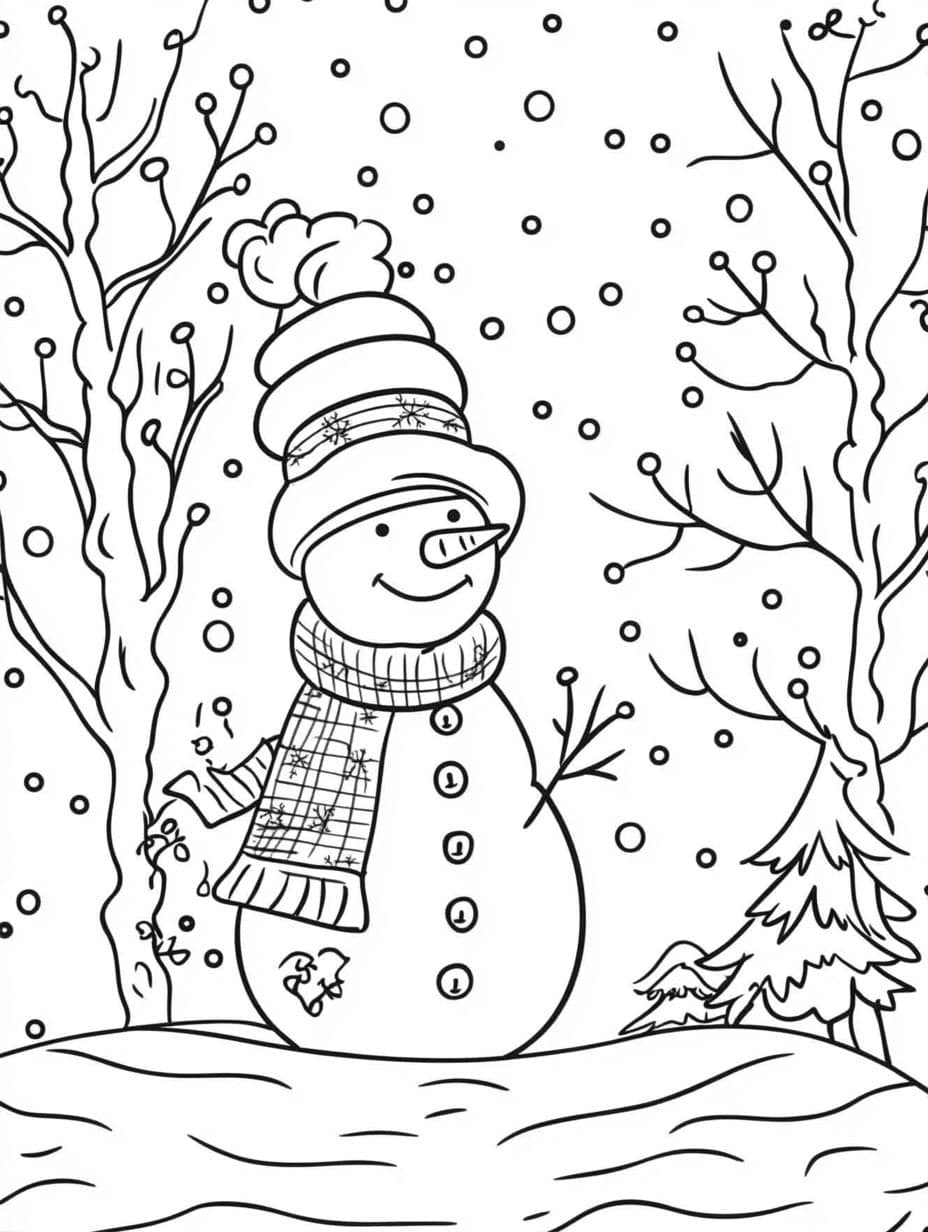 Ausmalbilder Schneemann Im Wald