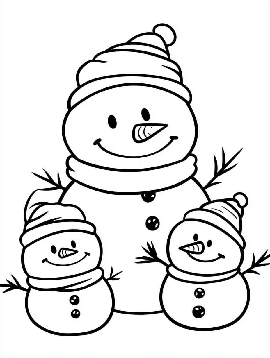 Ausmalbilder Schneemannfamilie