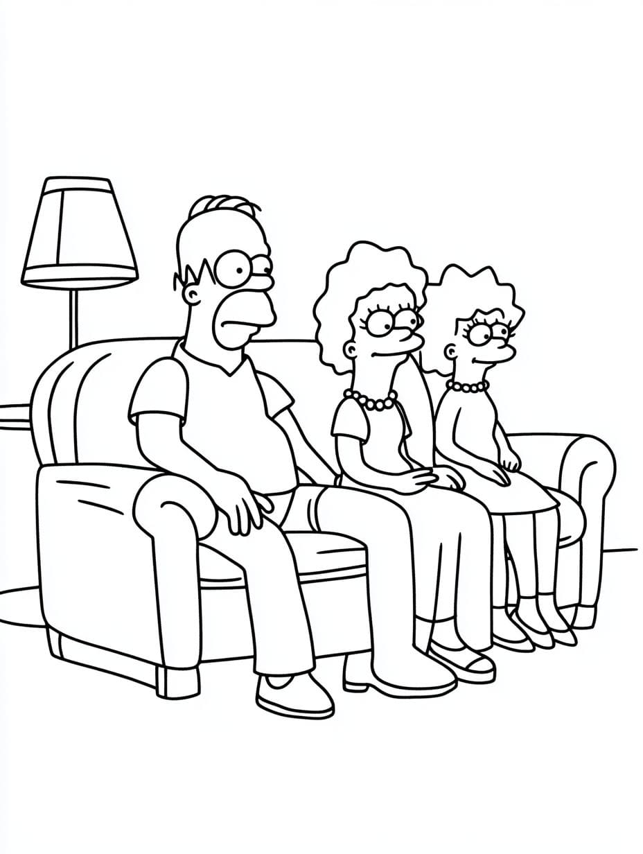 Ausmalbilder Simpson Familie Schaut Sich Filme An