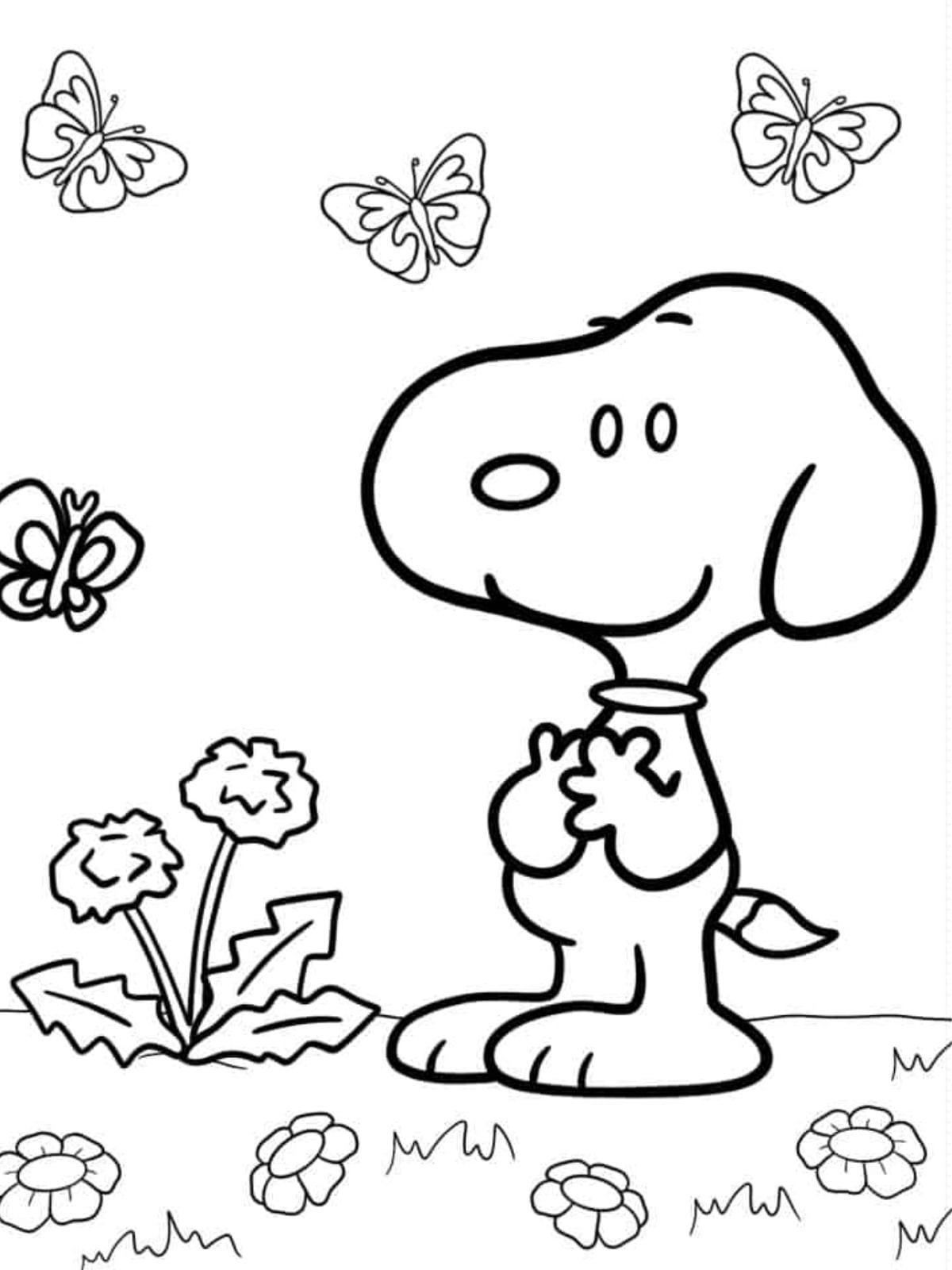 Ausmalbilder Snoopy Und Schmetterlinge