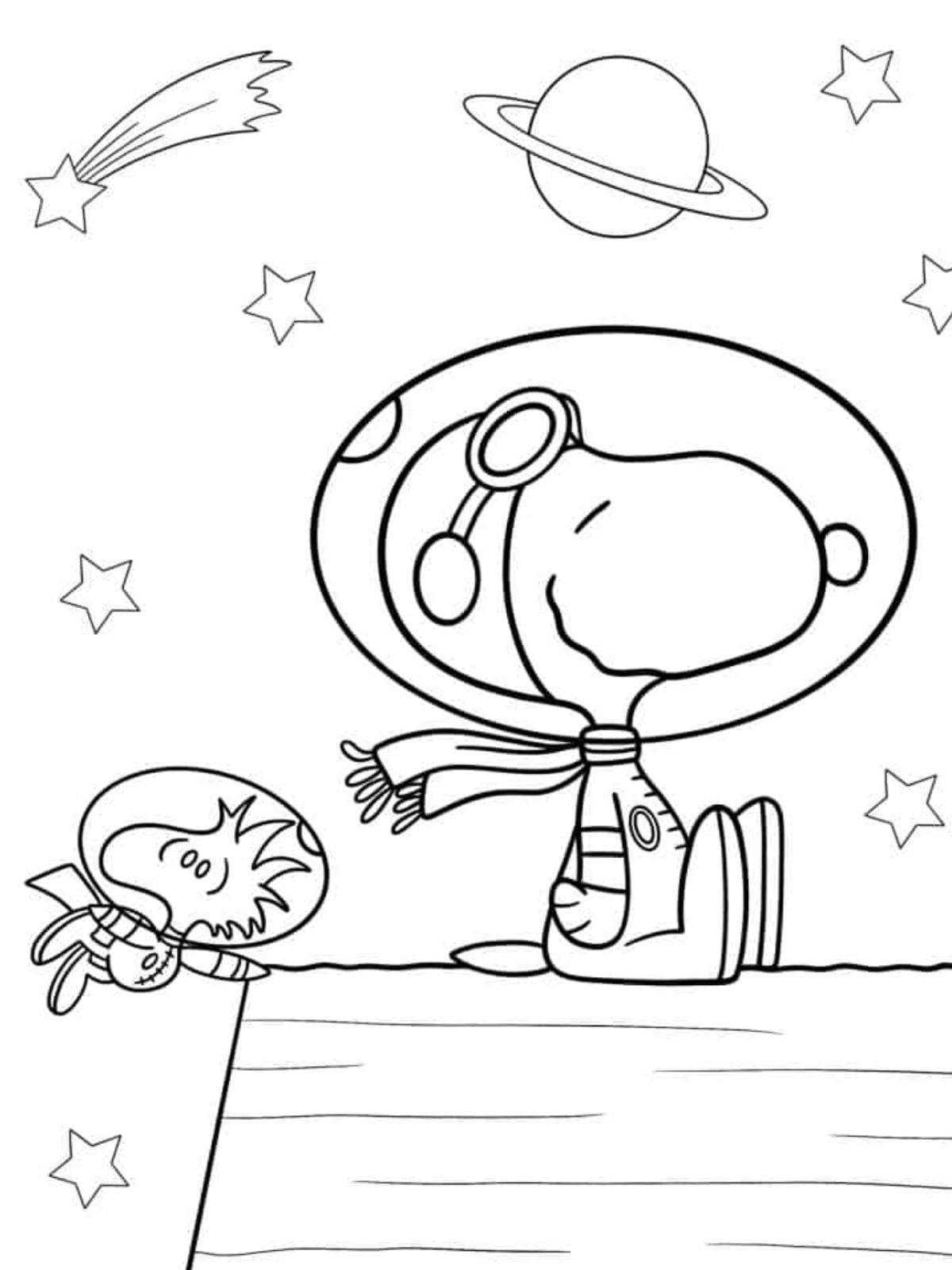 Ausmalbilder Snoopy Und Woodstock Astronaut