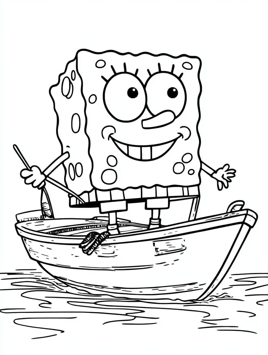 Ausmalbilder Spongebob Auf Dem Boot