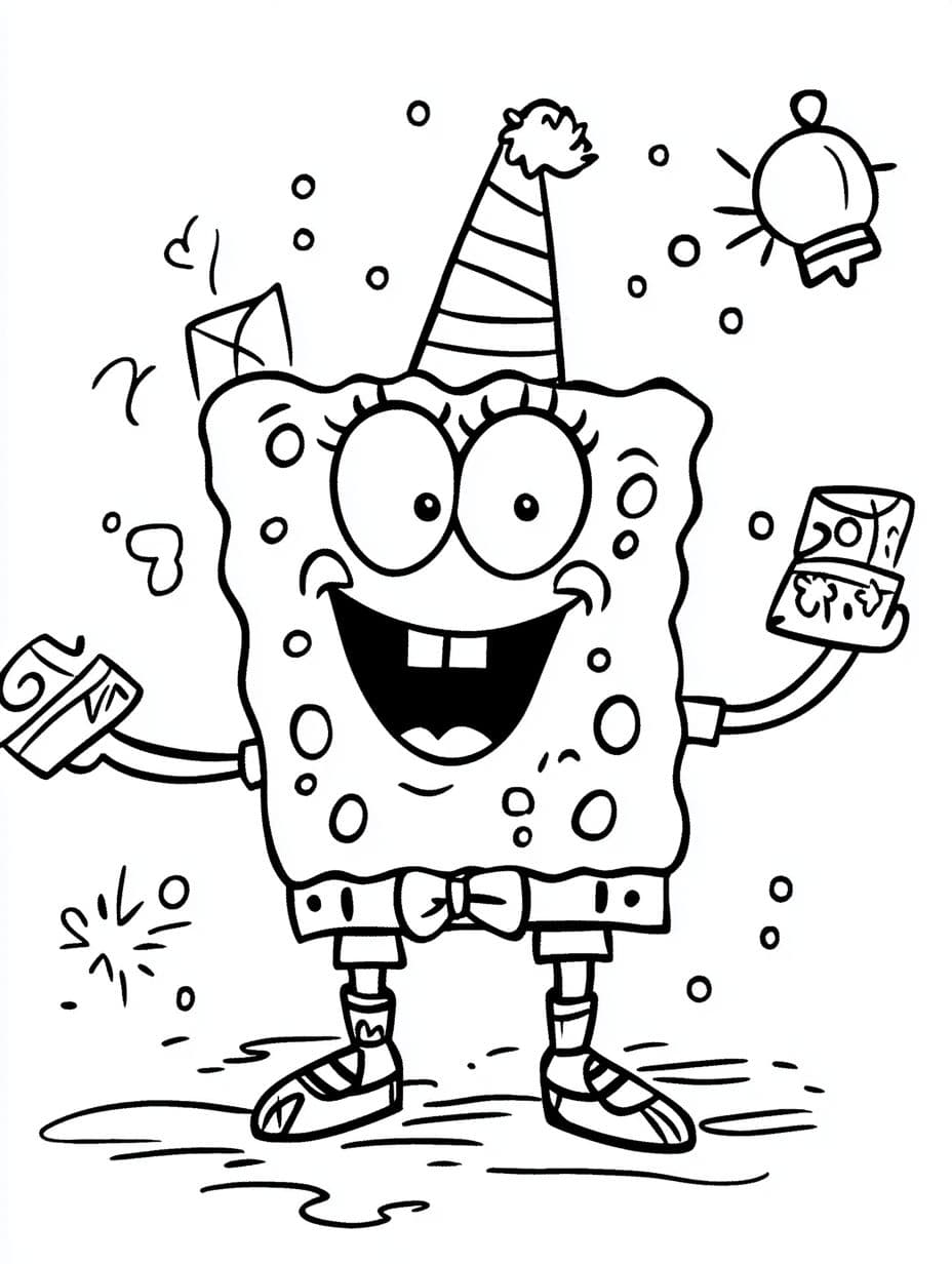 Ausmalbilder Spongebob Geburtstag