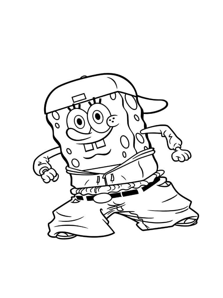 Ausmalbilder Spongebob Hiphop