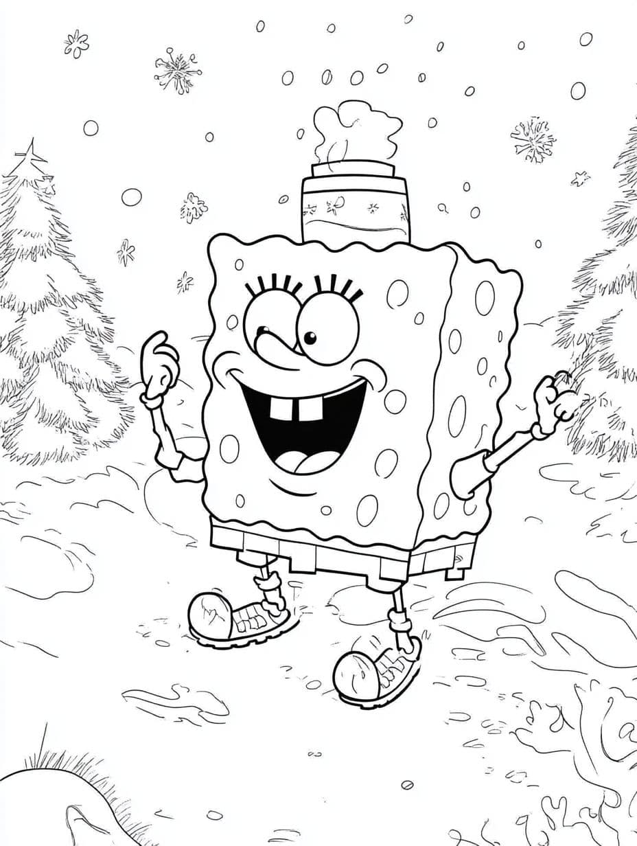 Ausmalbilder Spongebob Unter Dem Schnee