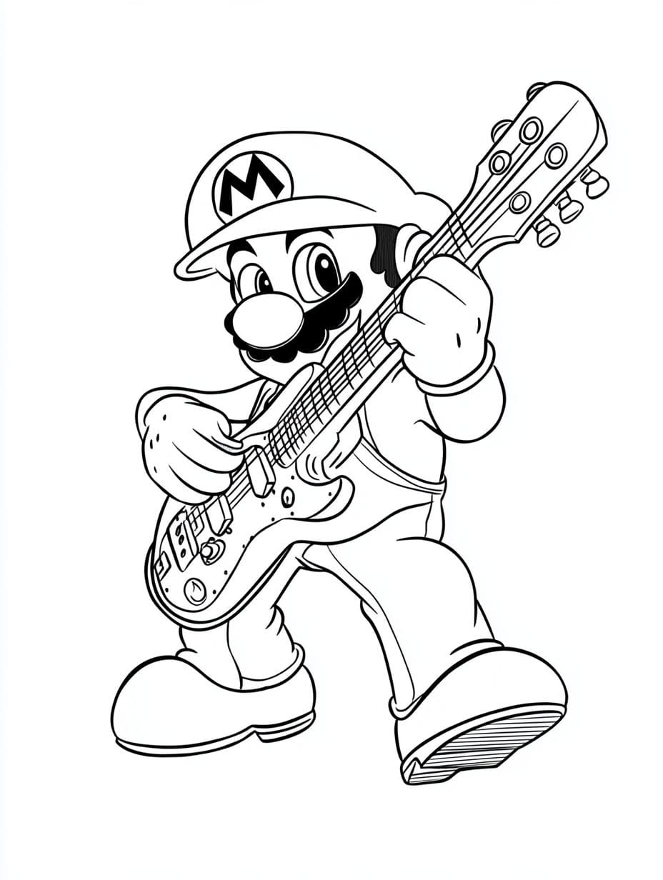 Ausmalbilder Super Mario Klavierspielen