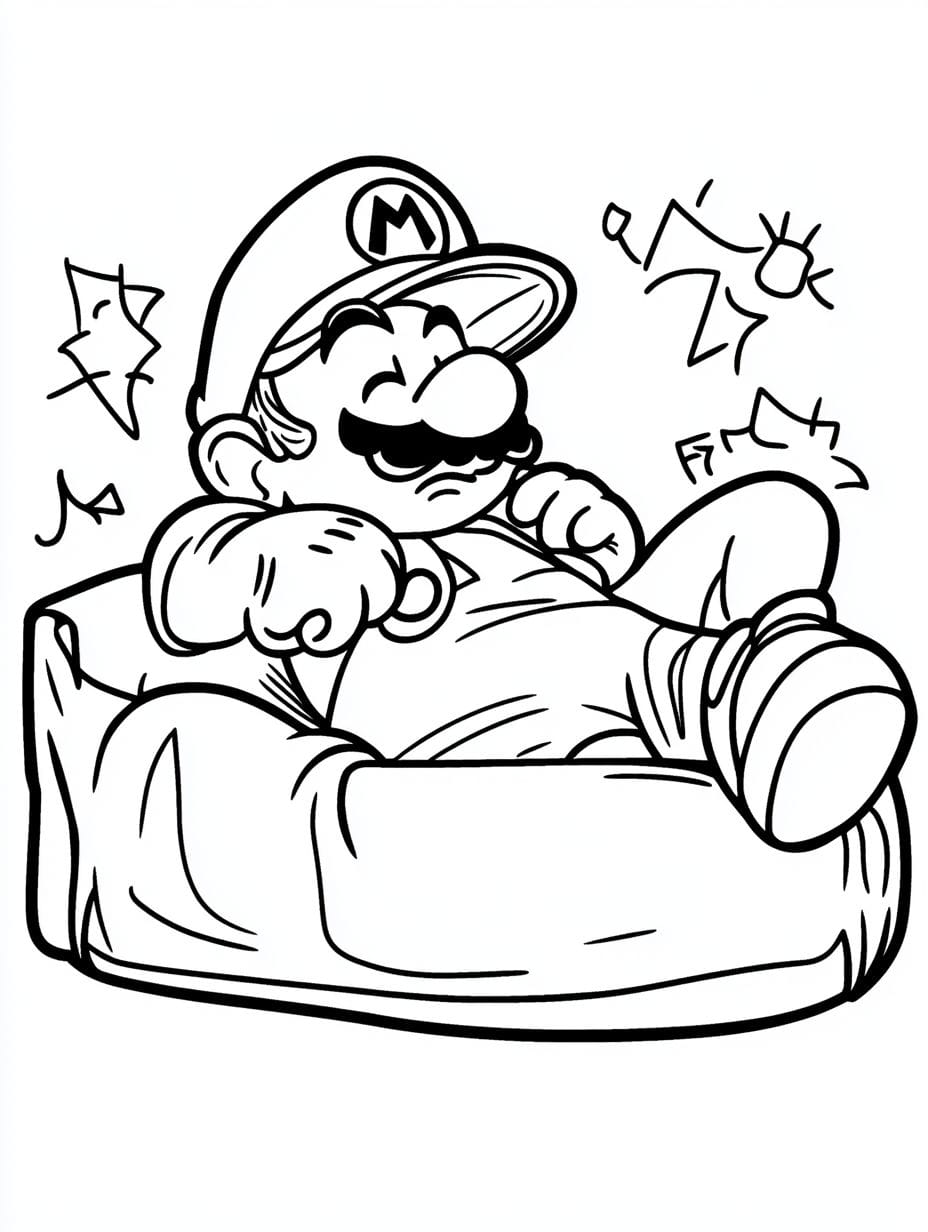 Ausmalbilder Super Mario Sleeping