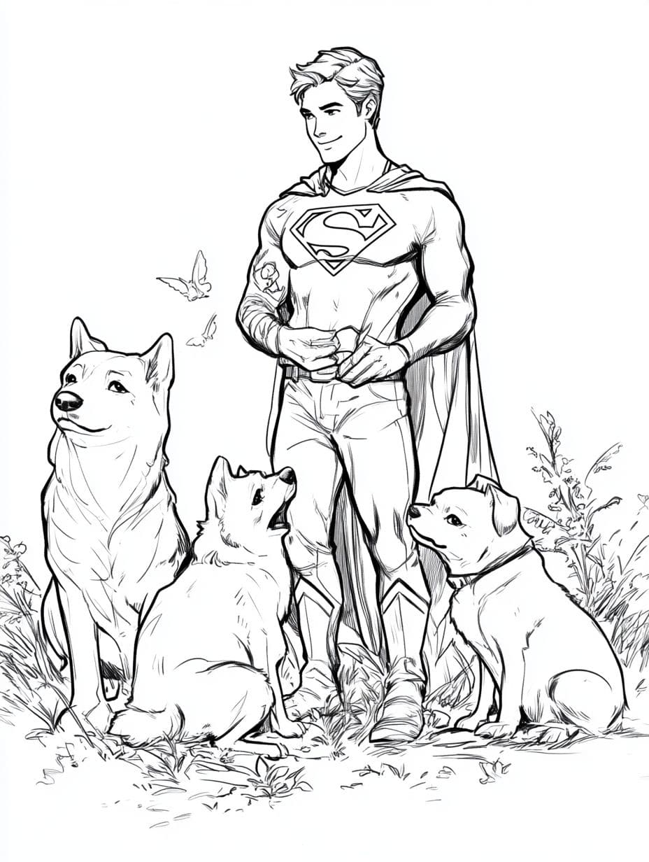 Ausmalbilder Superman Liebe Tiere