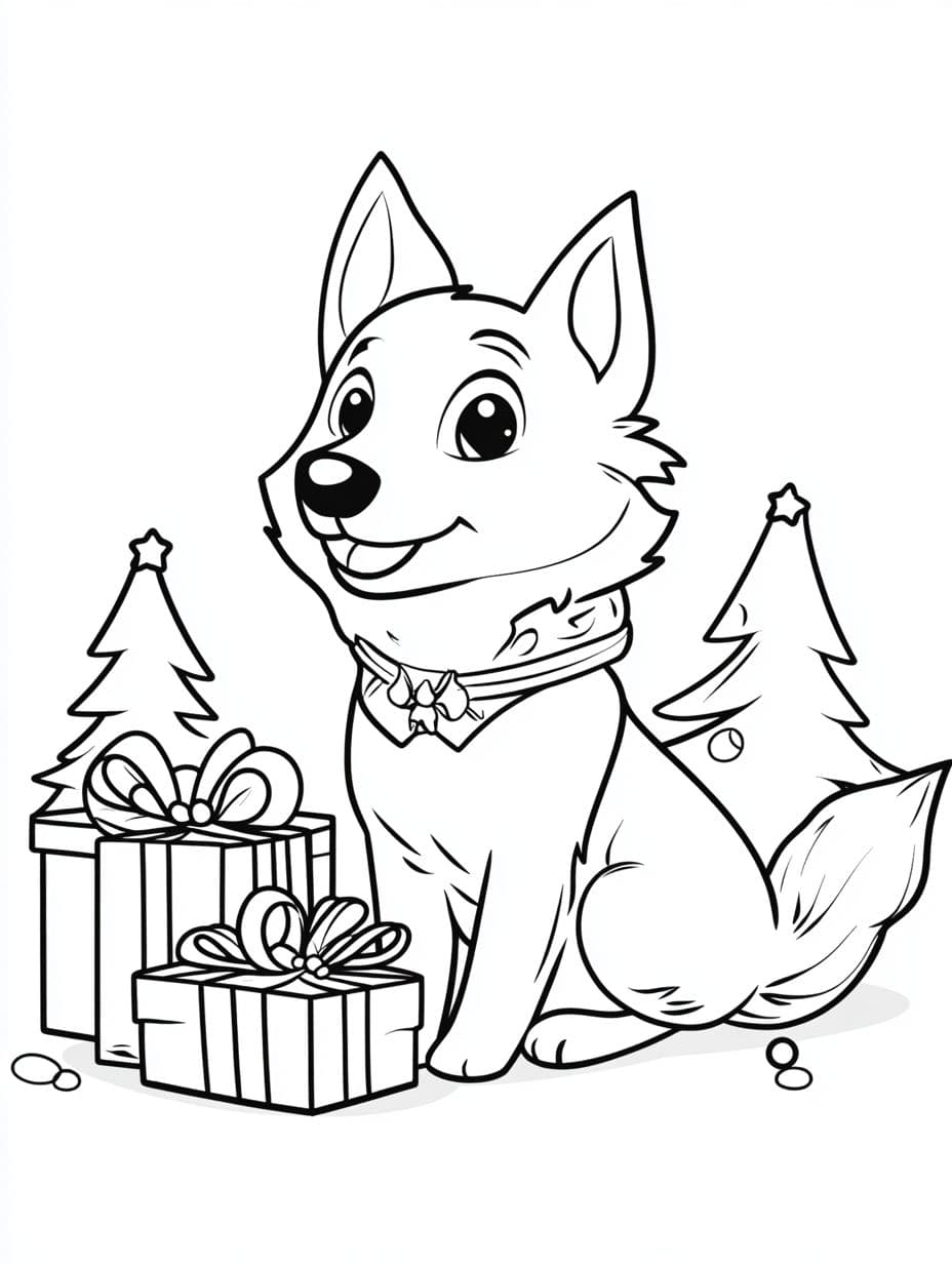 Ausmalbilder Weihnachten Hund Und Geschenke