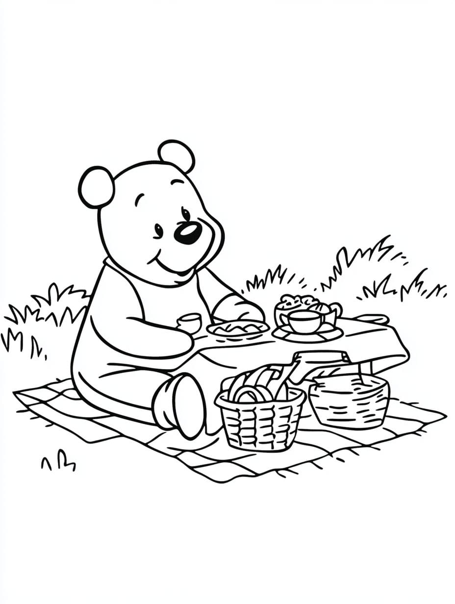 Ausmalbilder Winnie Puuh Picknick