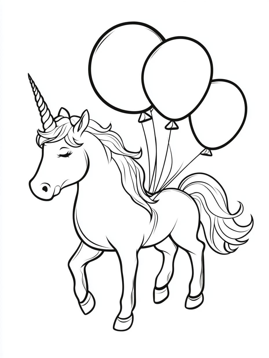 Ballon Einhorn Ausmalbilder