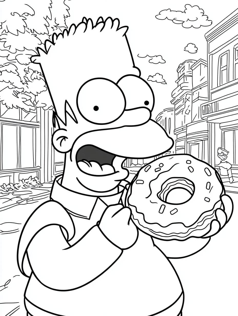 Bart Simpson Mit Donut In Der Hand Ausmalbilder