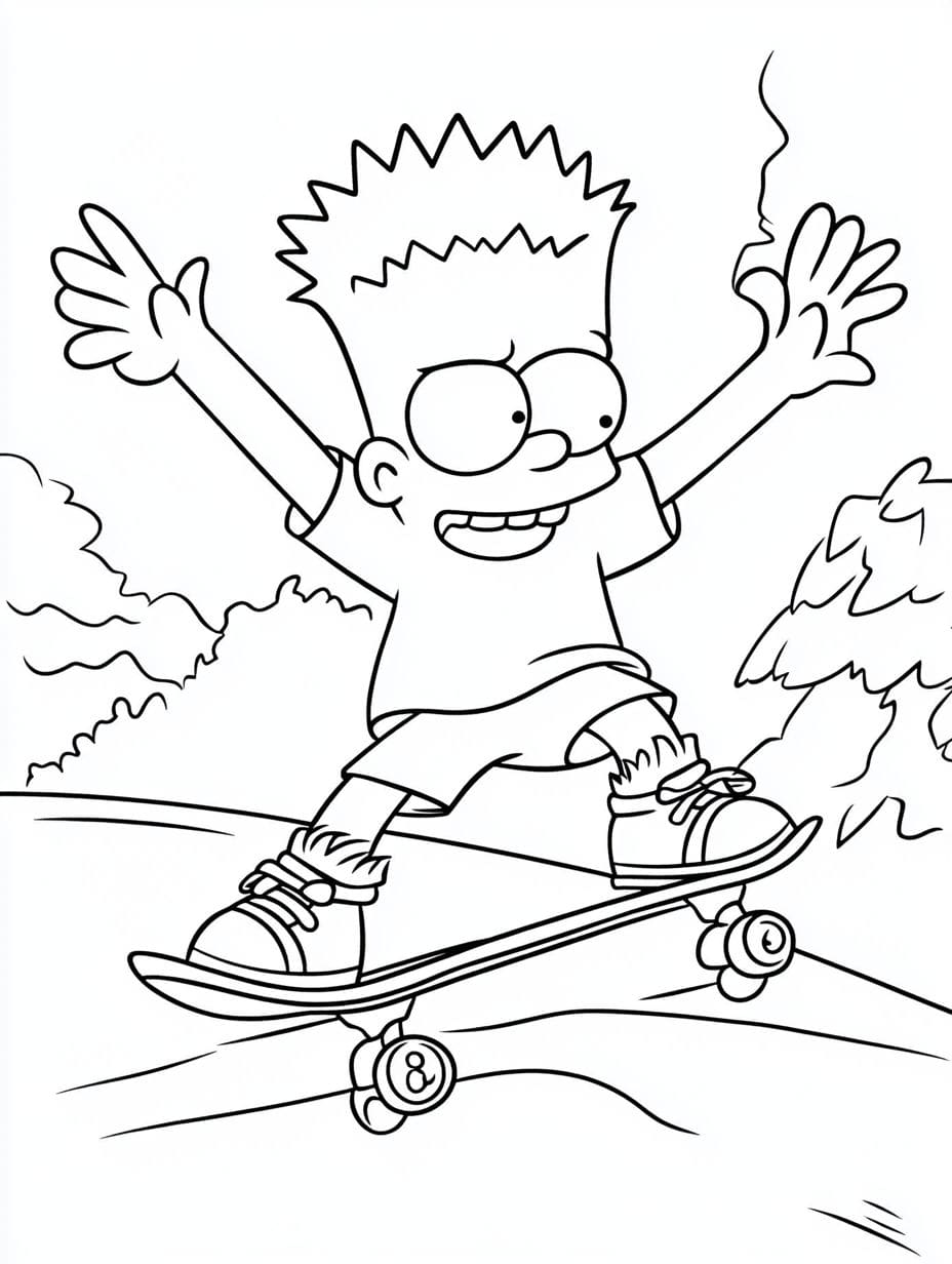 Bart Simpson Skateboarden Ausmalbilder