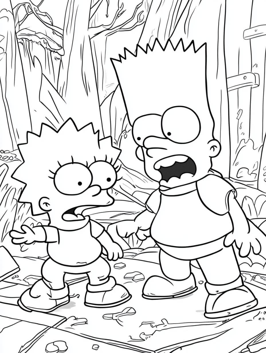 Bart Und Lisa Im Wald Zeichnung