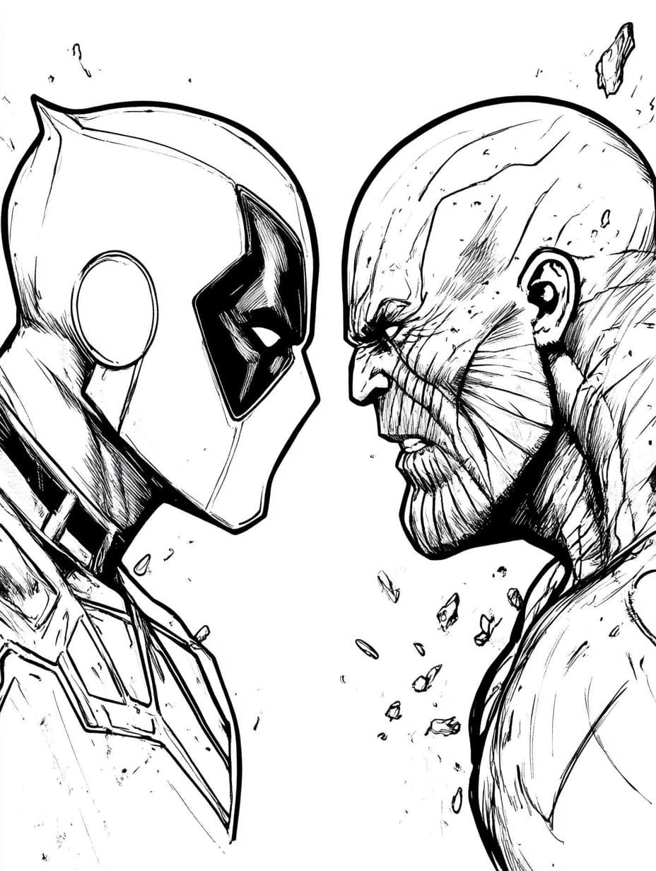 Deadpool Vs Thanos Ausmalbilder