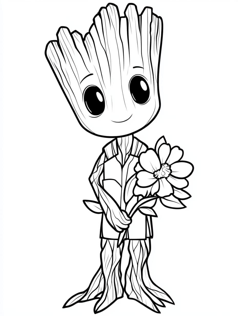 Groot Mit Blumen Ausmalbilder