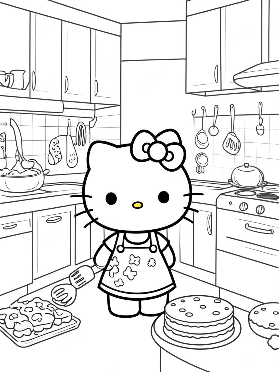 Hello Kitty Mit Kuchen Ausmalbilder