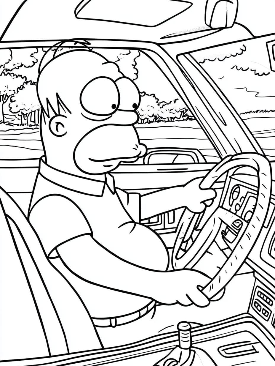 Homer Simpson Auf Fahrtour Ausmalbilder