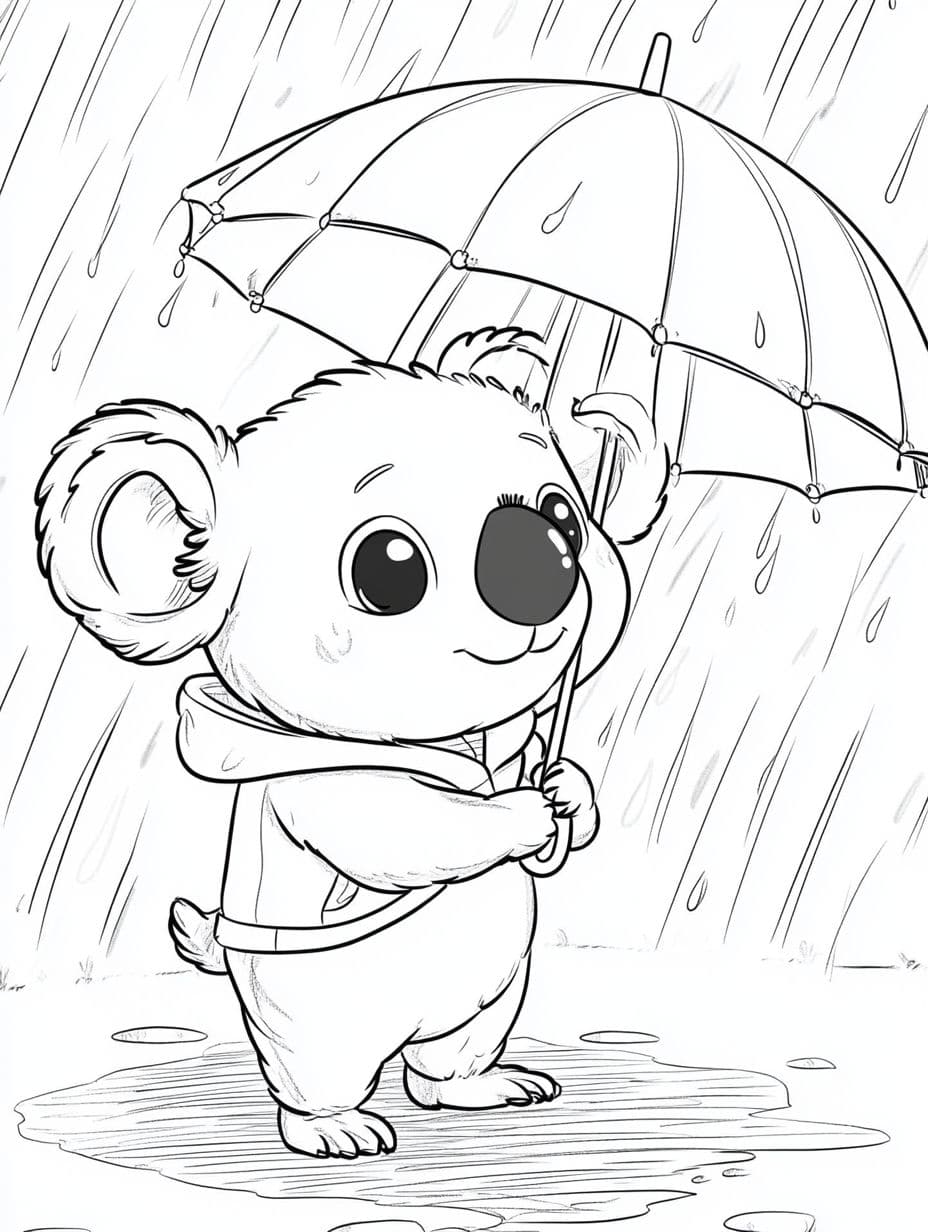 Koala Im Regen Ausmalbilder