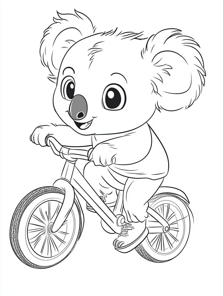 Koala Radfahren Ausmalbilder