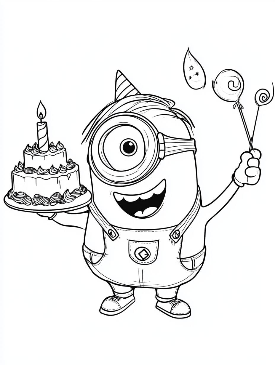 Minions Und Geburtstag Ausmalbilder