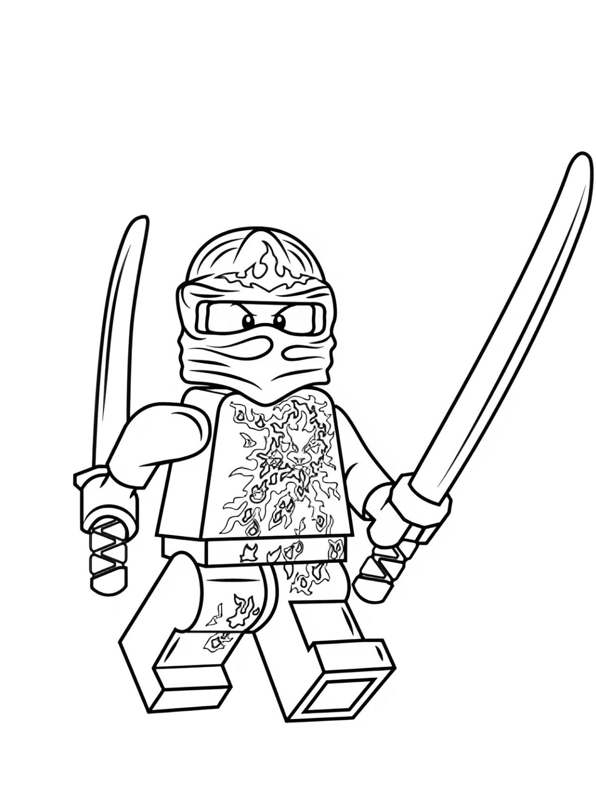 Ninjago Ausmalbild Kai Actionpose Mit Rotem Element