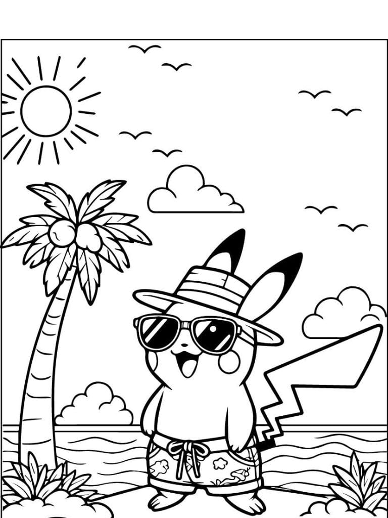 Pikachu Beach Ausmalbilder