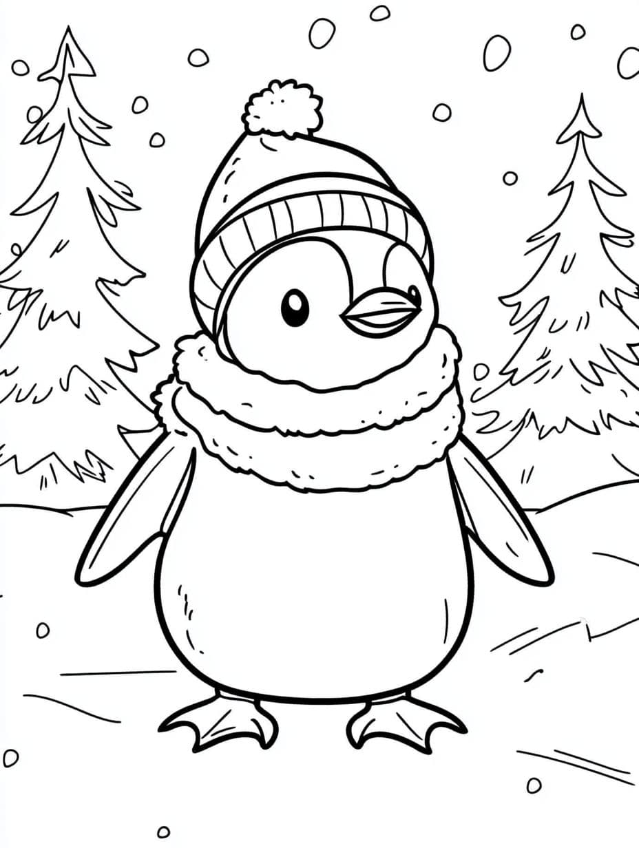 Pinguin Ausmalbilder Mit Winterhut