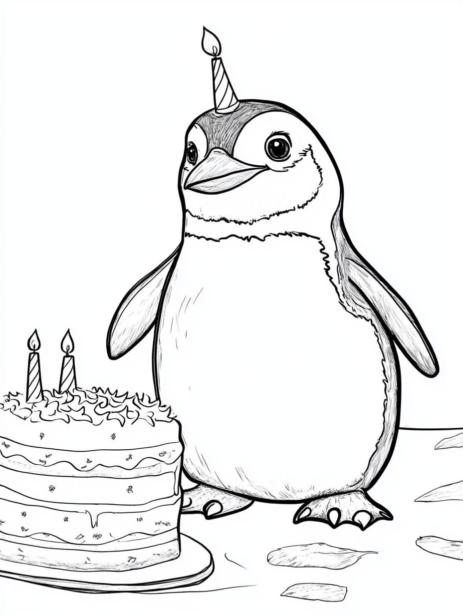 Pinguin Geburtstag Ausmalbilder