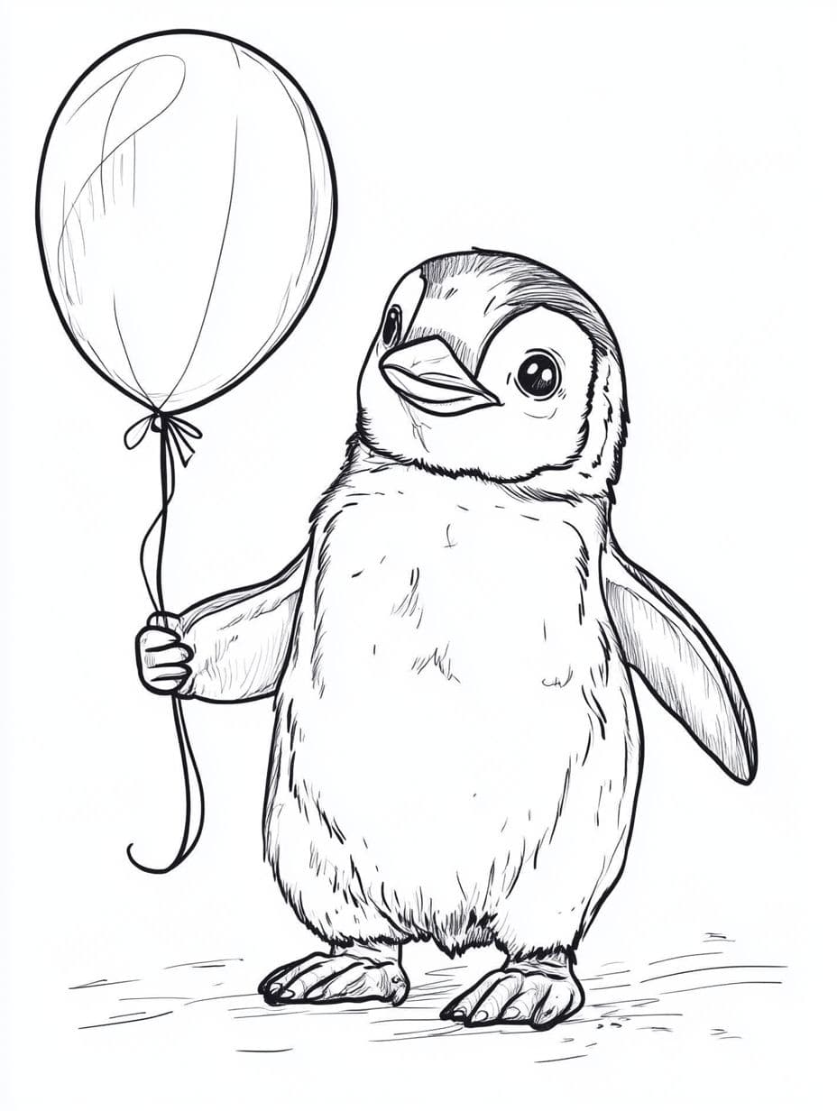 Pinguin Und Luftballons Ausmalbilder