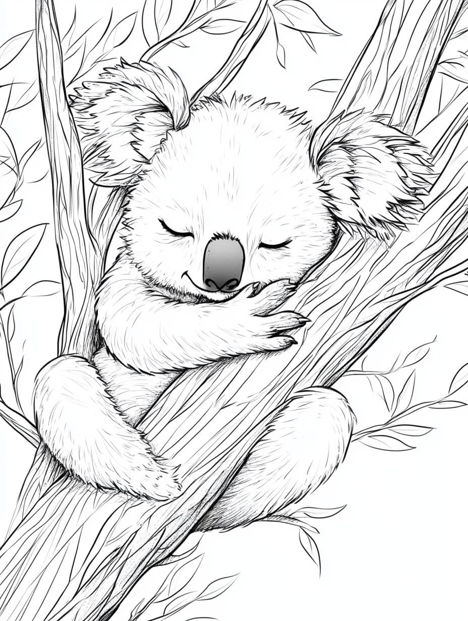 Schlafender Koala Im Baum Ausmalbilder