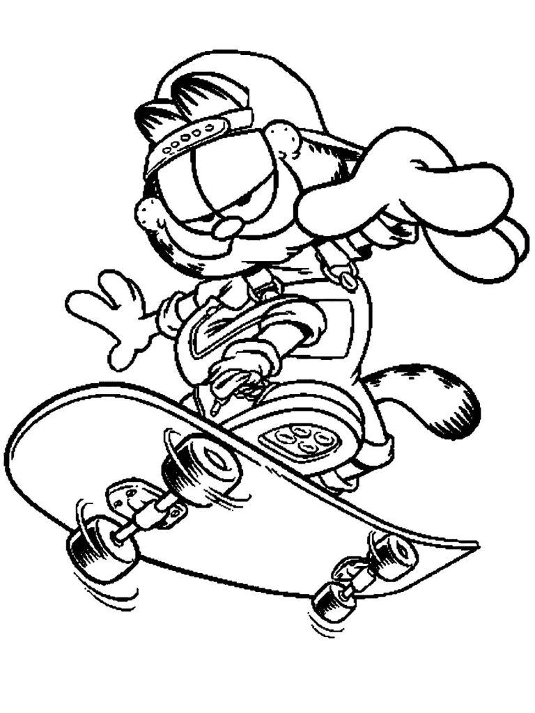 Skateboarden Garfield Ausmalbilder