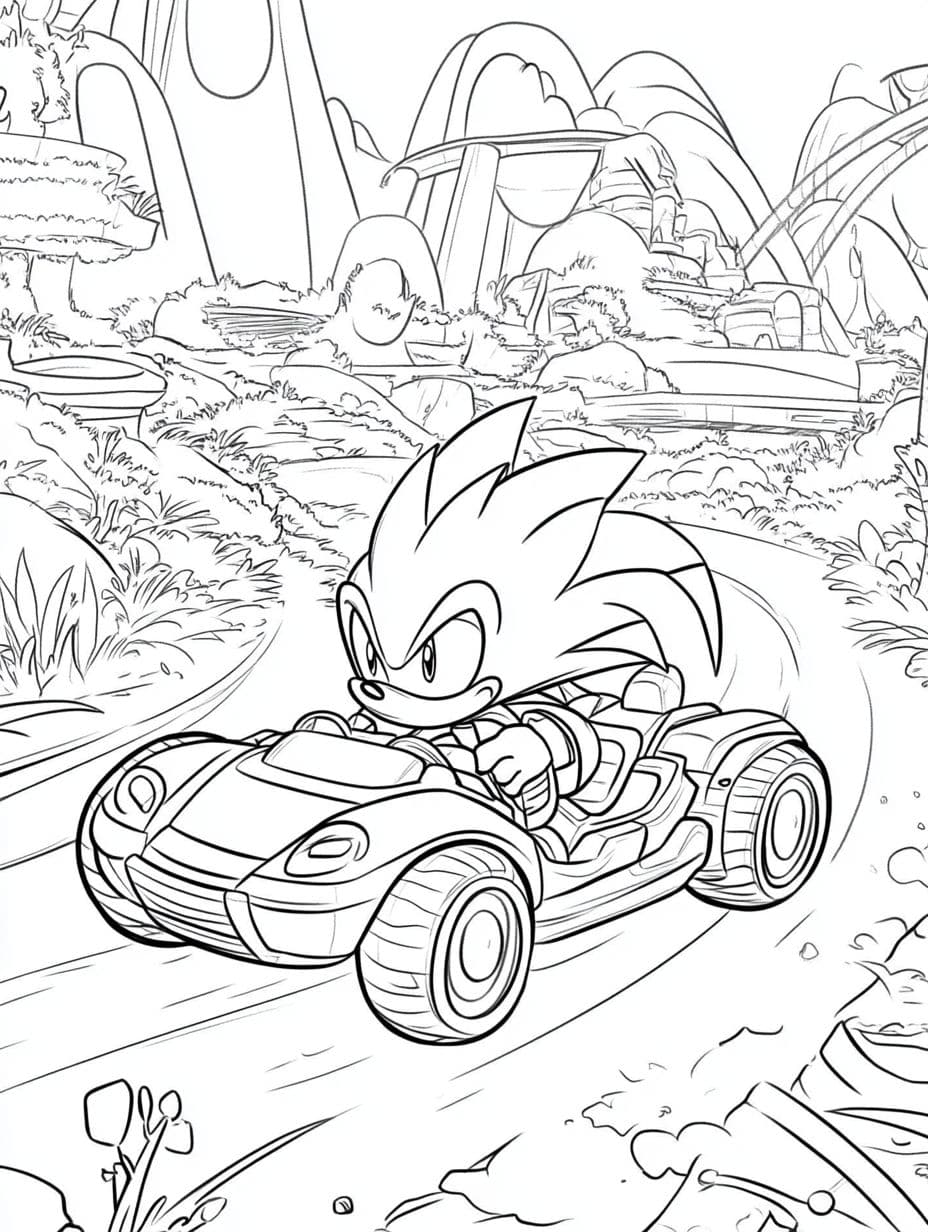 Sonic Am Auto Ausmalbilder