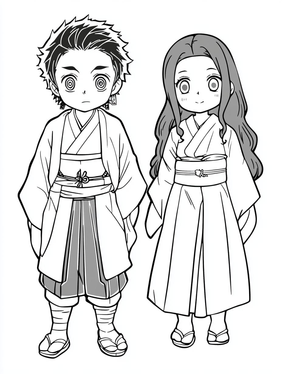 Tanjiro Und Nezuko Ausmalbilder