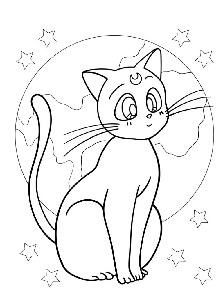 Ausmalbild Sailor Moon Katze