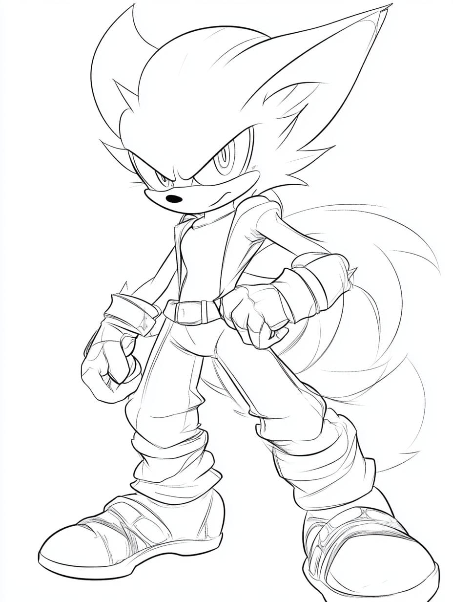 Ausmalbild Shadow Sonic Spannung