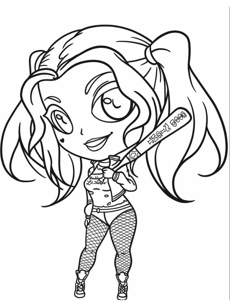 Ausmalbilder Harley Quinn Chibi Zum Drucken