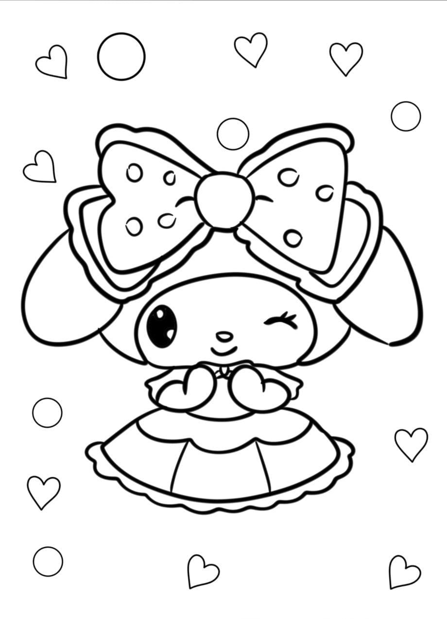 Ausmalbilder My Melody Mit Schleife