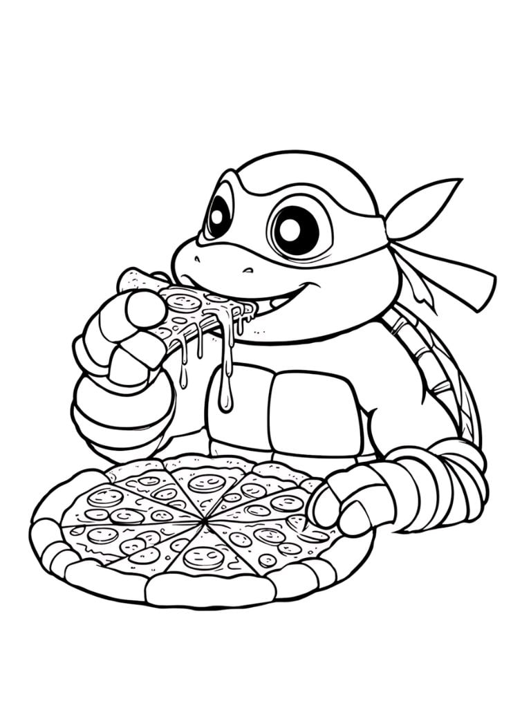 Ausmalbilder Ninja Turtles Mit Pizza