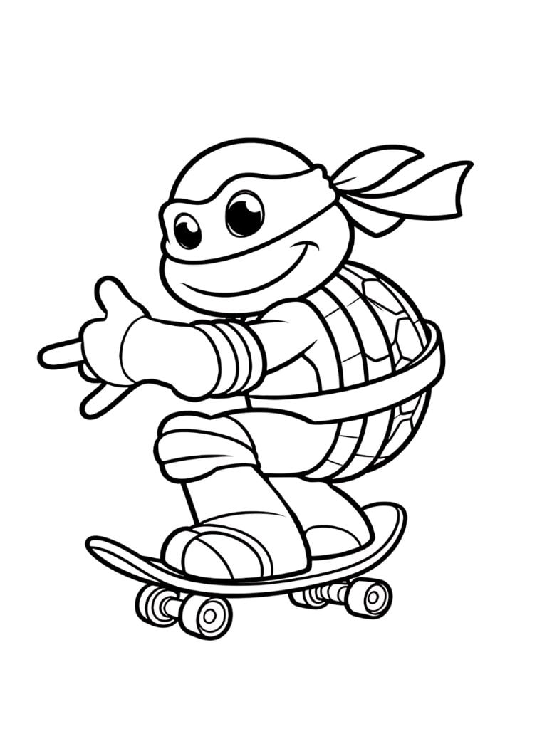 Ausmalbilder Ninja Turtles Skateboarden