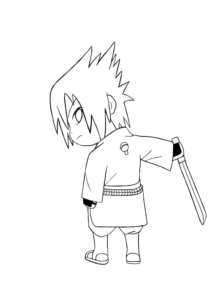 Ausmalbilder Sasuke Cooles Chibi