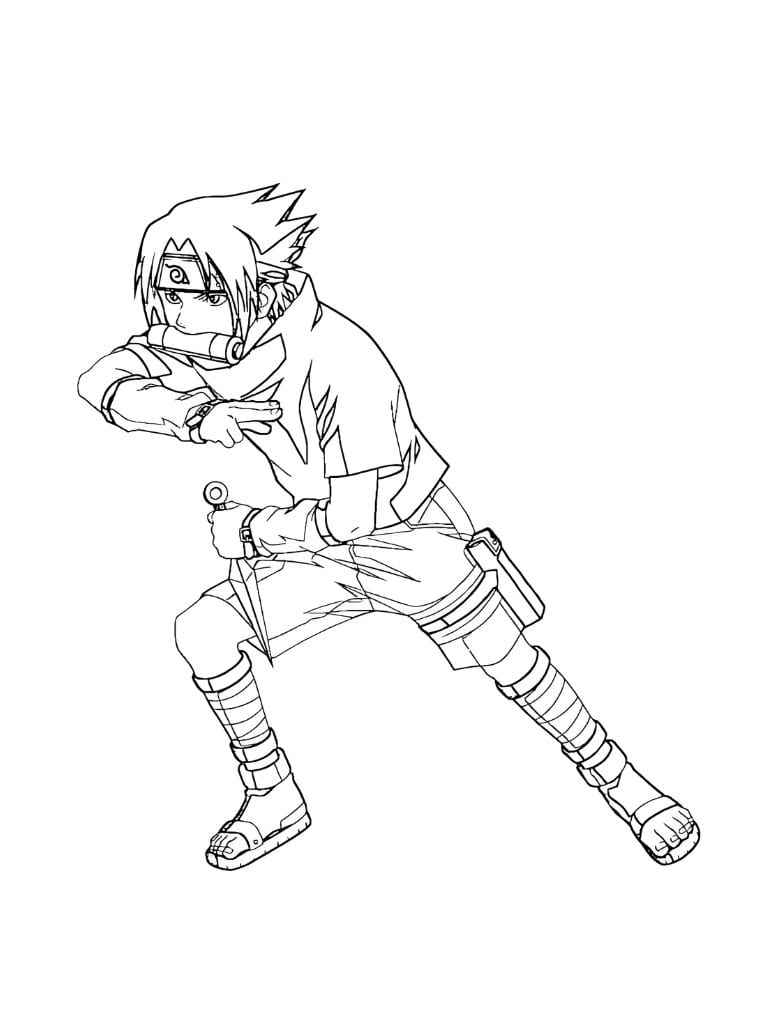 Ausmalbilder Sasuke Mit Starker Pose