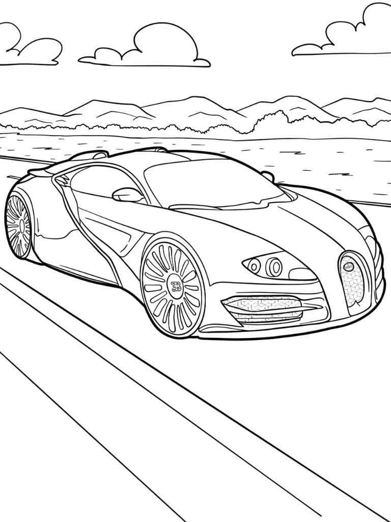 Ausmalvorlagen Bugatti Chiron Kinderfreundlich