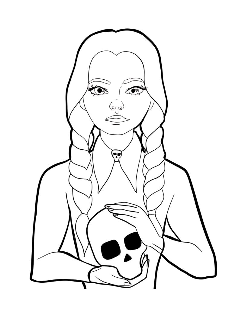 Ausmalvorlagen Wednesday Addams Grusel