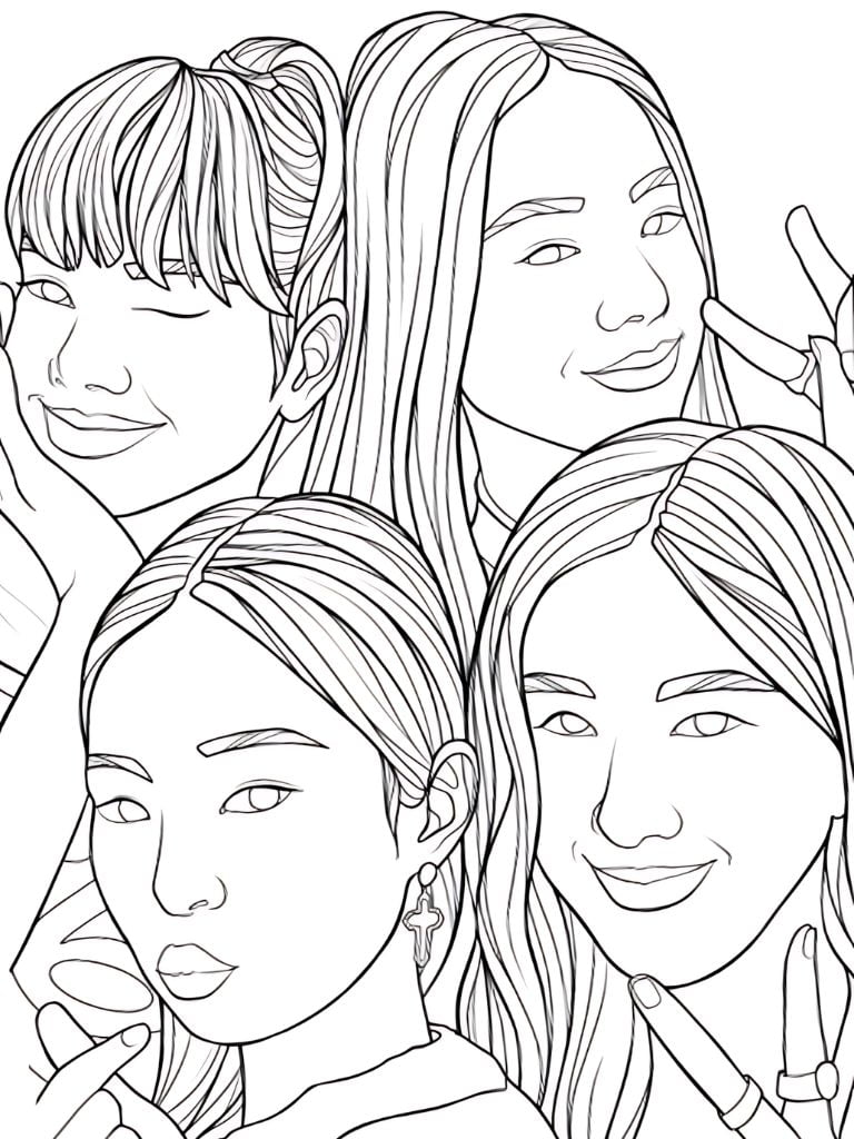 Blackpink Mitglieder Portraits Zum Ausmalen