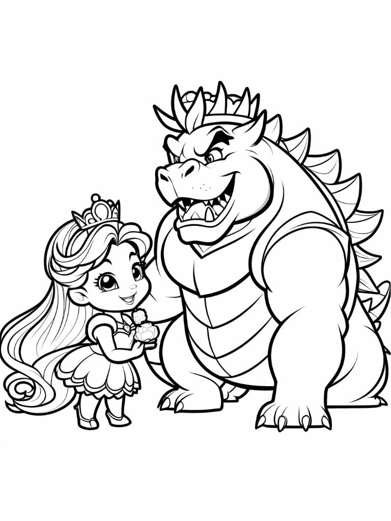 Bowser Und Pfirsichprinzessin Ausmalbilder