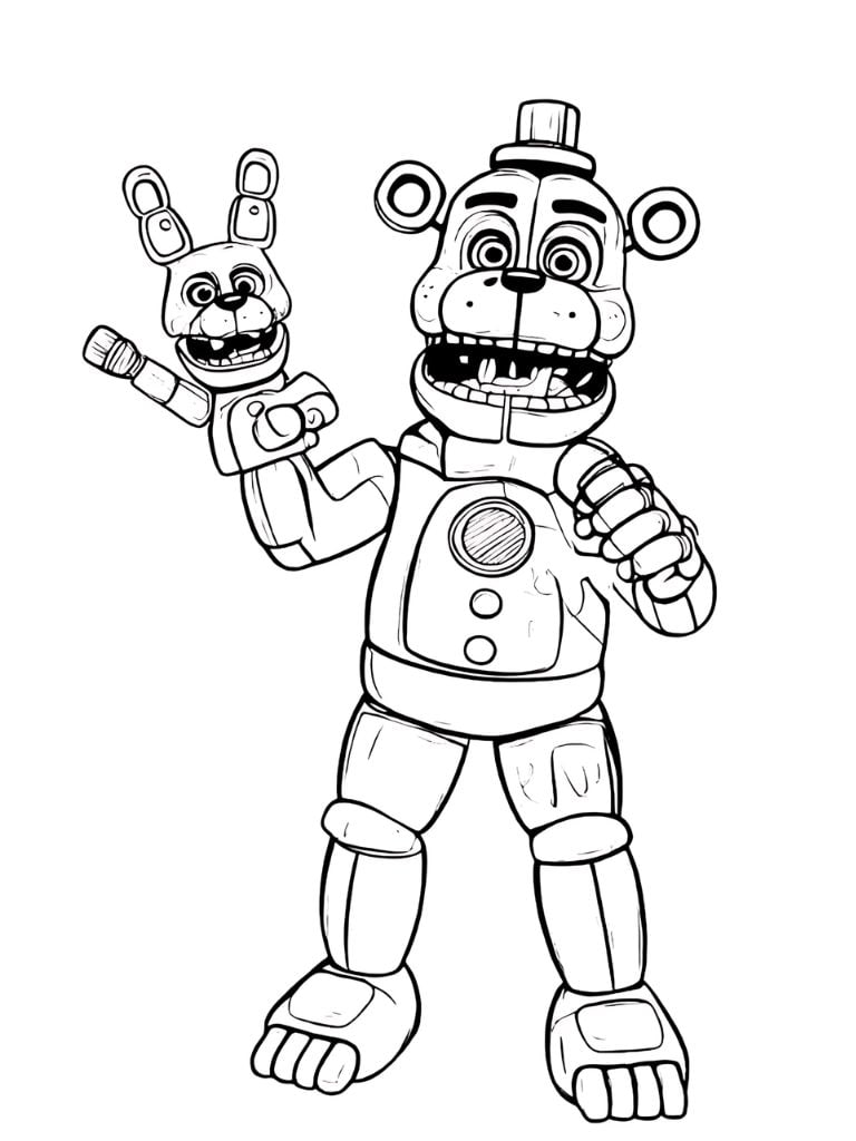 Five Nights At Freddys Schwarz Weiß Ausmalbild